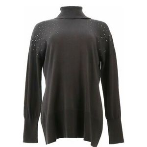 DG2 Diane Gilman Jeweled Turtleneck Sweater, 2XL